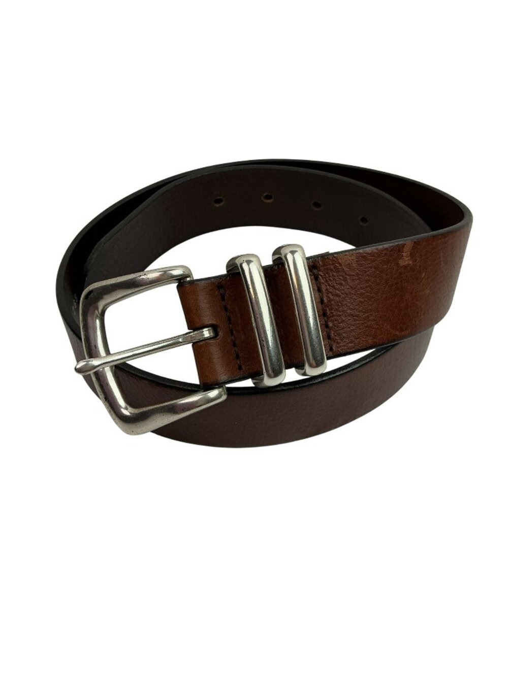 Matching Brown & Black Genuine Italian Leather Belts With Silver & Gold Buckles